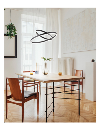 FABAS LUCE: Giotto sospensione LED doppio anello dimmerabile nero 52w in offerta