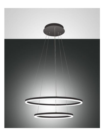 FABAS LUCE: Giotto sospensione LED doppio anello dimmerabile nero 52w in offerta