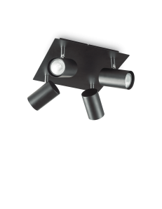 IDEAL LUX: Spot pl4 plafoniera moderna 4 luci nera in offerta