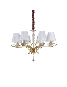 IDEAL LUX: Pegaso sp8 lampadario 8 luci ottone e bianco in offerta