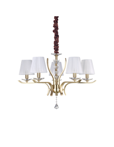IDEAL LUX: Pegaso sp5 lampadario 5 luci ottone e bianco in offerta