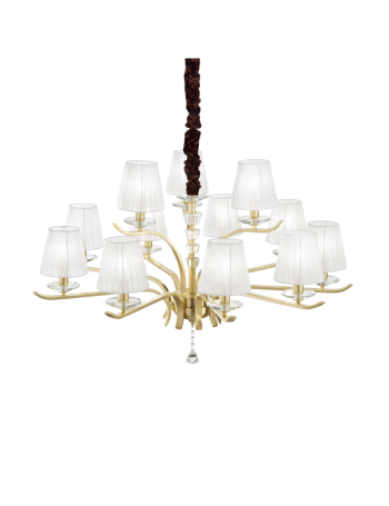 IDEAL LUX: Pegaso sp12 lampadario 12 luci ottone e bianco in offerta