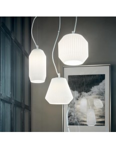 IDEAL LUX: Origami-3 sospensione 3 luci in vetro bianco ø40 cm in offerta
