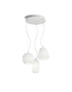 IDEAL LUX: Origami-3 sospensione 3 luci in vetro bianco ø40 cm in offerta 2