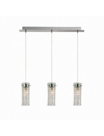 IDEAL LUX: Iguazu' sospensione 3 luci in vetro e cristalli cucina soggiorno in offerta