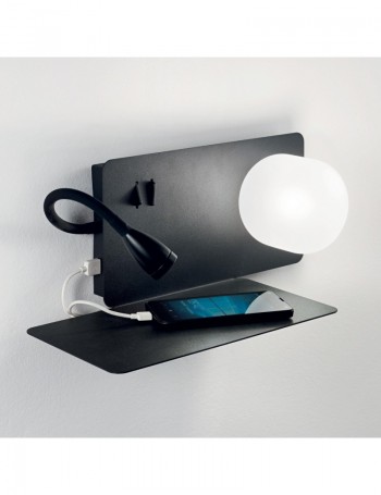 IDEAL LUX: book-1 ap2 Applique Led con luce lettura e presa USB nero in offerta