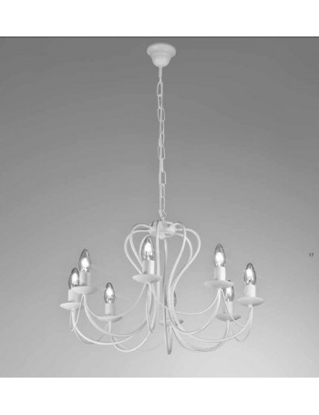 MR DESIGN: Margot lampadario 8 luci metallo lavorato finitura bianco shabby chic in offerta