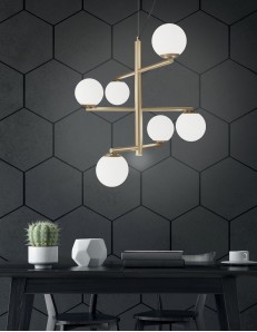 ONDALUCE: Gizah sospensione Ø80 6 luci led e14 oro in offerta