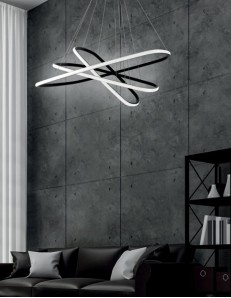 ONDALUCE: Quadra sospensione led 100w moderna nera dimmerabile in offerta