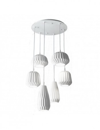 ONDALUCE: Pirot Sospensione 6 Luci In Ceramica Bianca in offerta