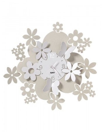 ARTI e MESTIERI: Daisy orologio floreale Ø40 avorio e bianco farfalle e fiori in offerta