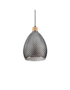 IDEAL LUX: Bergen-1 sp1 sospensione legno e vetro imbuto fume Ø24 in offerta