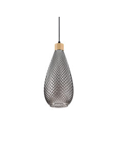 IDEAL LUX: Bergen-2 sp1 sospensione legno e vetro goccia fume Ø16 in offerta
