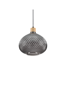 IDEAL LUX: Bergen-3 sp1 sospensione legno e vetro sfera fume Ø30 in offerta