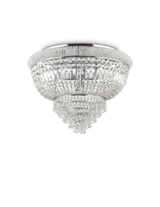 IDEAL LUX: Dubai pl24 cromo Plafoniera Ø 78 in perle prismi cristallo soggiorno in offerta