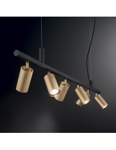 IDEAL LUX: Dynamite sp6 sospensione GU10 led diffusori orientabili nero e ottone in offerta