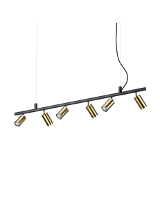 IDEAL LUX: Dynamite sp6 sospensione GU10 led diffusori orientabili nero e ottone in offerta 2