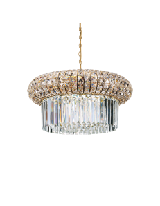 IDEAL LUX: Nabucco sp12 oro lampadario rotondo dorato pendenti in cristallo Ø60 in offerta