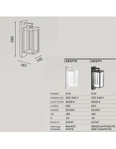 GEA LUCE: Lampara applique esterno LED 13w 4000k ip54 bianco GES 771 in offerta 2