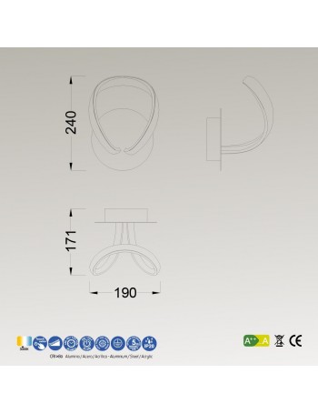 MANTRA: Knot applique led 12w 3000k design moderno grigio lampada in offerta