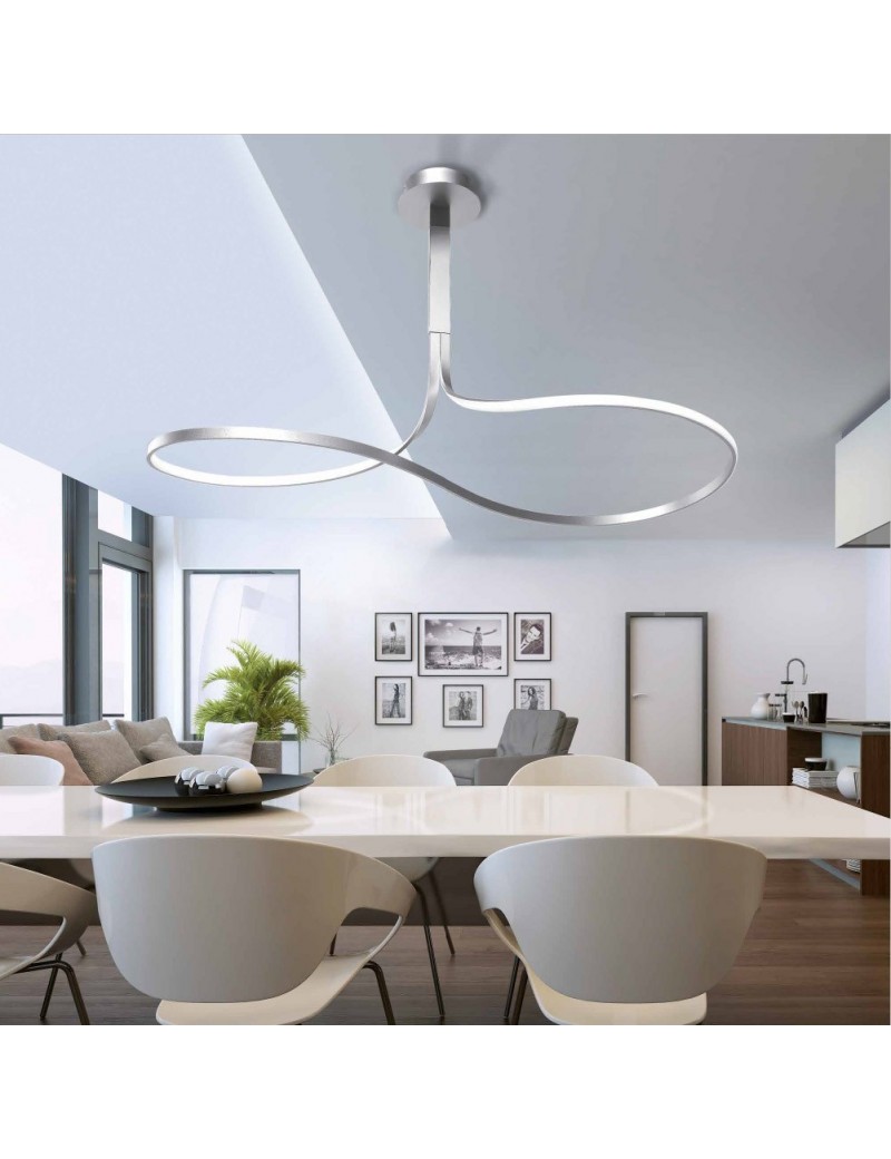 Mantra Nur silver lampada moderna soffitto led 85cm 40w 3000k h45