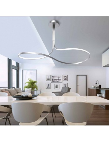 Mantra Nur silver lampada moderna soffitto led 85cm 40w 3000k h45