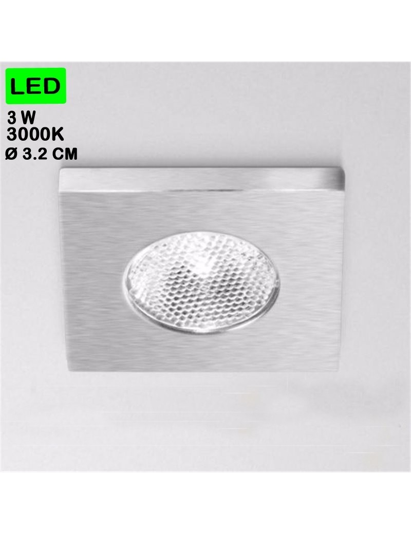 Gea Luce Glam faretto 3w 3000k led nichel quadrato incasso da soffitto