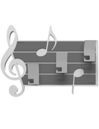 Puccini appendiabiti da parete design musicale legno bianco grigio