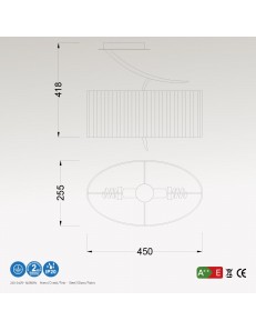 Eve chrome plafoniera design ovale metallo cromo tessuto 2