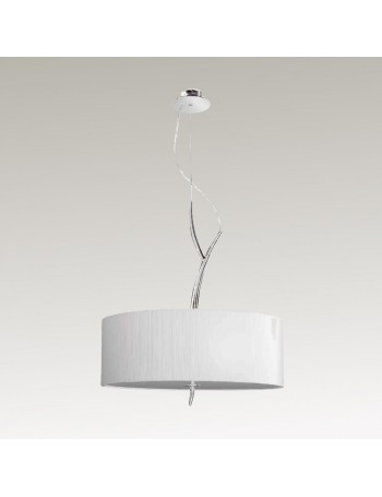 Eve chrome lampadario sospensione circolare paralume tessuto 