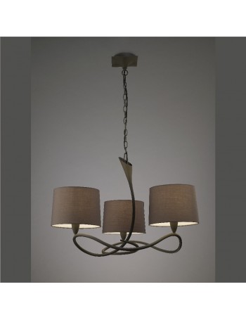 Lua lampadario stilizzato 3 paralumi grigio cenere rotondi