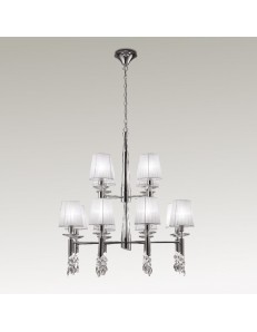 Tiffany chrome lampadario grande 12 paralumi bianchi cromato 