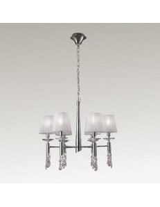 Tiffany chrome lampadario medio 6 paralumi bianchi cromato 2