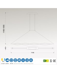 Sahara silver lampadario moderno led 36w 3000k diffusore intrecciato 2