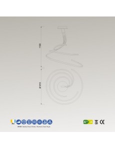 Nur silver xl lampadario sospensione led 80w luce calda 2