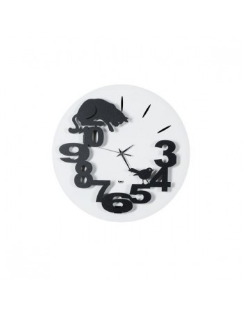 Hunter gatto orologio da parete metallo bianco nero 35cm