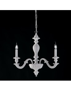 Leonardo piccolo lampadario 3 bracci shabbu chic bianco legno