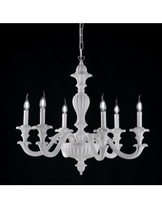 Leonardo lampadario legno bianco 6 bracci Ø shabby chic style 2