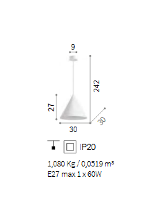 IDEAL LUX: A-LINE SP1 D13 bianco lampadario cucina metallo forma cono Ø13 in offerta 2
