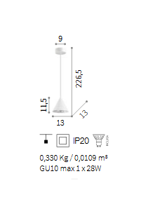 IDEAL LUX: A-LINE SP1 D30 bianco lampadario cucina metallo forma cono Ø30 in offerta 2
