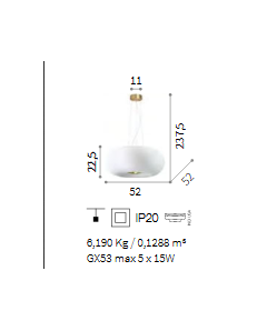 IDEAL LUX: Arizona sp5 sospensione moderna sfera bianca rigata decoro oro LED incluso in offerta 2