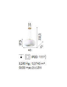 IDEAL LUX: Arizona sp3 sospensione moderna sfera bianca rigata decoro oro LED incluso 40cm in 2
