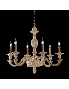 Leonardo lampadario legno avorio oro 6 bracci Ø classico