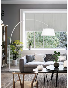 PERENZ: Tamara piantana ad arco con paralume stoffa bianco classico in offerta