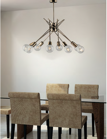 BONETTI ILLUMINA: Polish plafoniera minimal in ferro bronzato spazzolato 8 luci in offerta