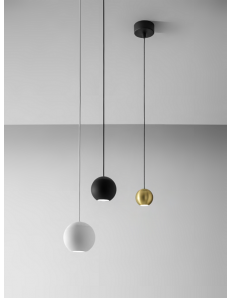 GEA LUCE: GUYA sospensione sfera LED 8.5 w lampada penisola cucina bianco oro o nero luce calda Gea