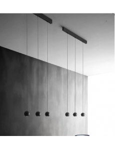 GEA LUCE: GUYA sospensione lineare 3 sfere LED 24 w lampada cucina bianco oro o nero luce calda Gea