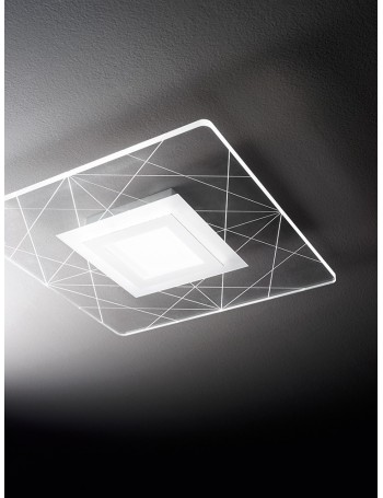 Tela plafoniera LED moderna 21w quadrata incisione lieare 38x38