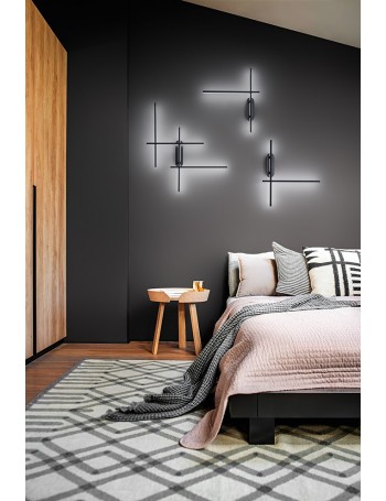 Tange applique big led 36w design nero diffusori incrociati CCT 3000 4000 6000K