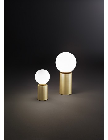 Birillo small lumetto abat jour oro spazzolato sfera bianca
